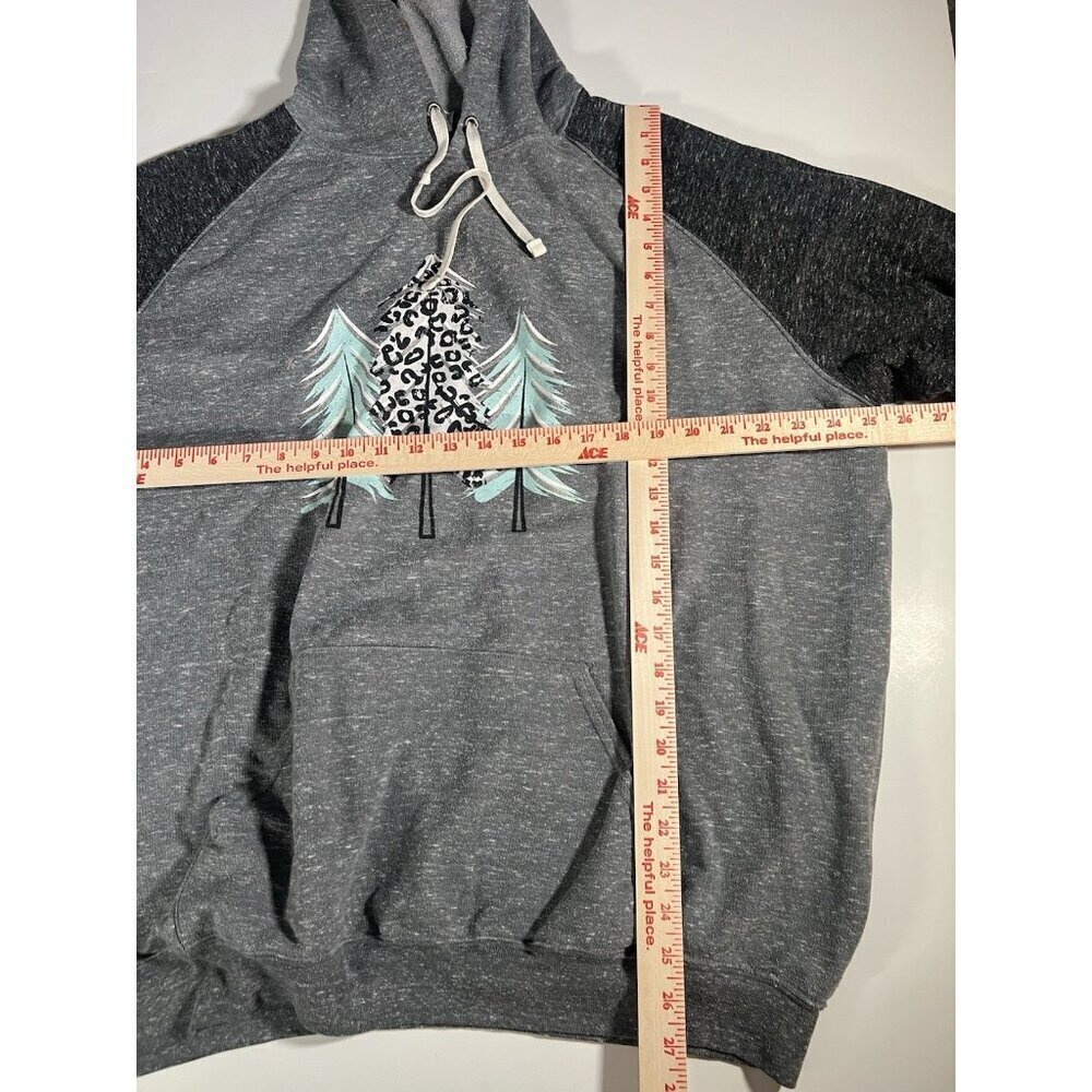 Jerzees gray colorblock hoodie Pine Trees glitter graphic 2XL outdoor comfy - Picture 5 of 9